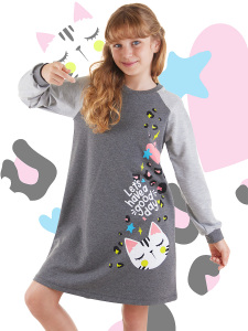 Wild Cat Girl Anthracite Reglan Dress - 1