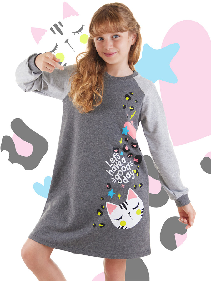 Wild Cat Girl Anthracite Reglan Dress - 1