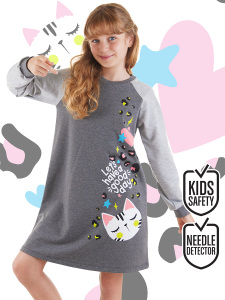 Wild Cat Girl Anthracite Reglan Dress - MSHB&G