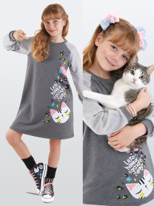 Wild Cat Girl Anthracite Reglan Dress - MSHB&G