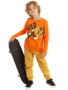 Wild One Erkek Çocuk T-shirt Dokuma Pantolon Takım - Denokids
