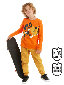 Wild One Erkek Çocuk T-shirt Dokuma Pantolon Takım - Denokids