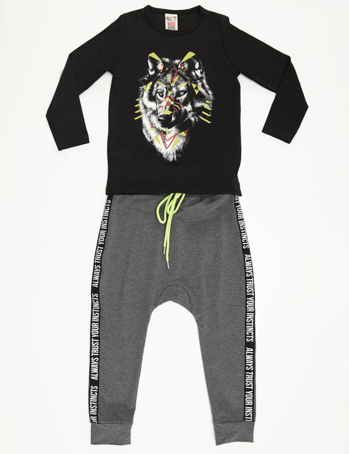 Wolf Boy Baggy Pants Set - 3