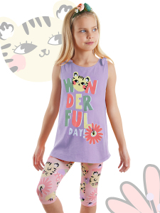 Wonderful Cat Girl T-shirt&Leggings Set - Denokids