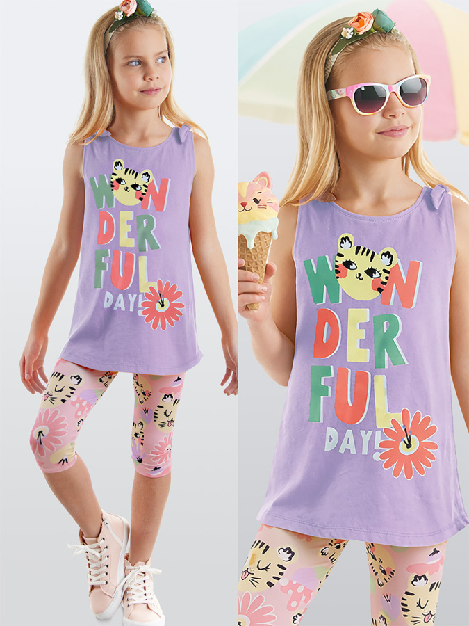 Wonderful Cat Girl T-shirt&Leggings Set - 1