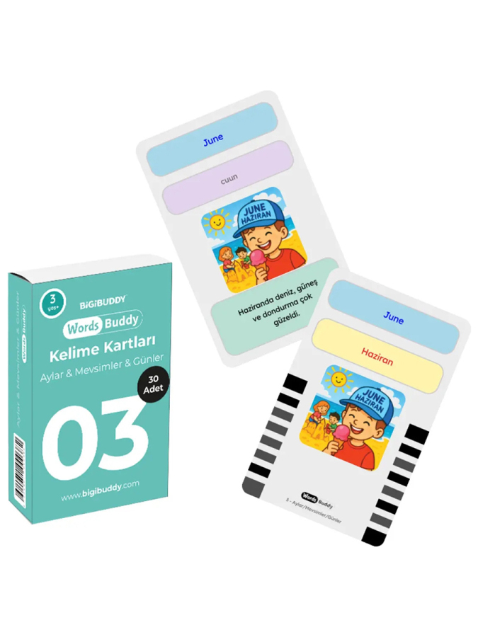 WordsBuddy Çocuklar İçin Türkçe İngilizce Aile ve Sosyal Çevre Paketi 90 Kart 3'lü Set (Cihaz Hariç) - 3