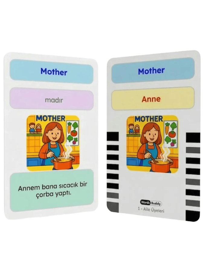 WordsBuddy Çocuklar İçin Türkçe İngilizce Aile ve Sosyal Çevre Paketi 90 Kart 3'lü Set (Cihaz Hariç) - 5