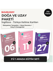 WordsBuddy Çocuklar İçin Türkçe İngilizce Doğa ve Uzay Paketi 90 Kart 3'lü Set (Cihaz Hariç) - BigiBuddy
