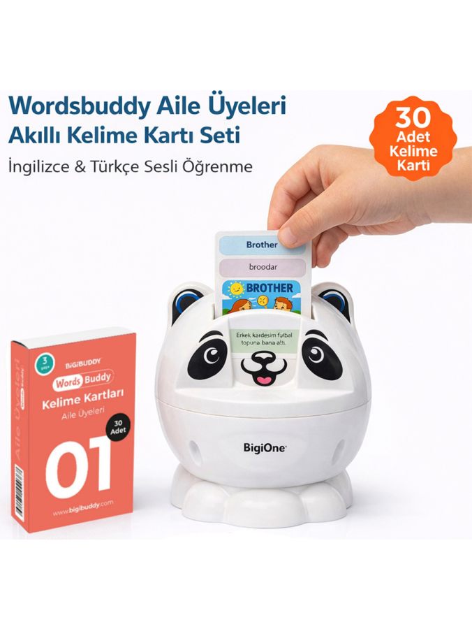 WordsBuddy Çocuklar İçin Türkçe İngilizce Sevimli Dostlar Paketi 90 Kart 3'lü Set (Cihaz Hariç) - 6