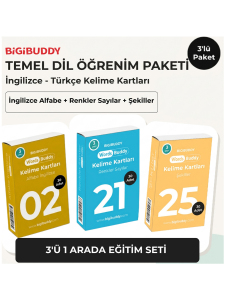 WordsBuddy Çocuklar İçin Türkçe İngilizce Temel Öğrenim Paketi 90 Kart 3'lü Set (Cihaz Hariç) - BigiBuddy