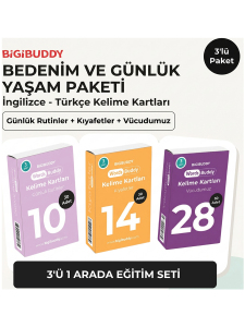 WordsBuddy Türkçe İngilizce Kelime Kartları Bedenim ve Günlük Yaşam 90 Kart 3’lü Set (BigiOne Cihaz Hariç) - BigiBuddy