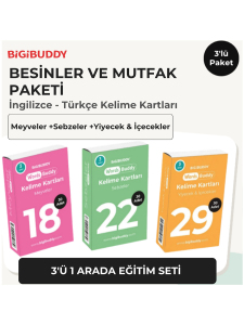 WordsBuddy Türkçe İngilizce Kelime Kartları Besinler ve Mutfak 90 Kart 3’lü Set (BigiOne Cihaz Hariç) - BigiBuddy