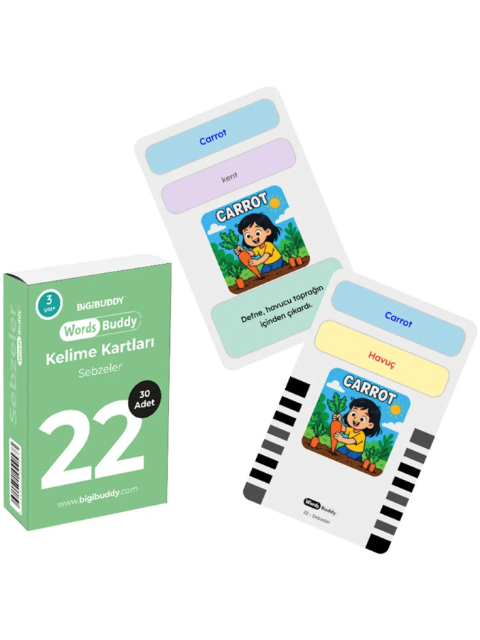 WordsBuddy Türkçe İngilizce Kelime Kartları Besinler ve Mutfak 90 Kart 3’lü Set (BigiOne Cihaz Hariç) - 3