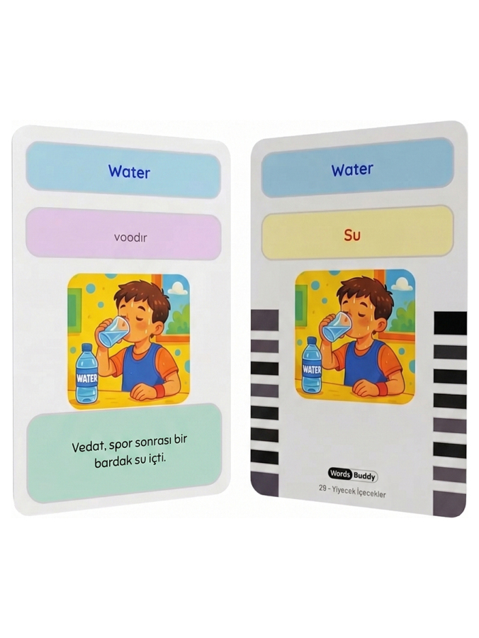 WordsBuddy Türkçe İngilizce Kelime Kartları Besinler ve Mutfak 90 Kart 3’lü Set (BigiOne Cihaz Hariç) - 5