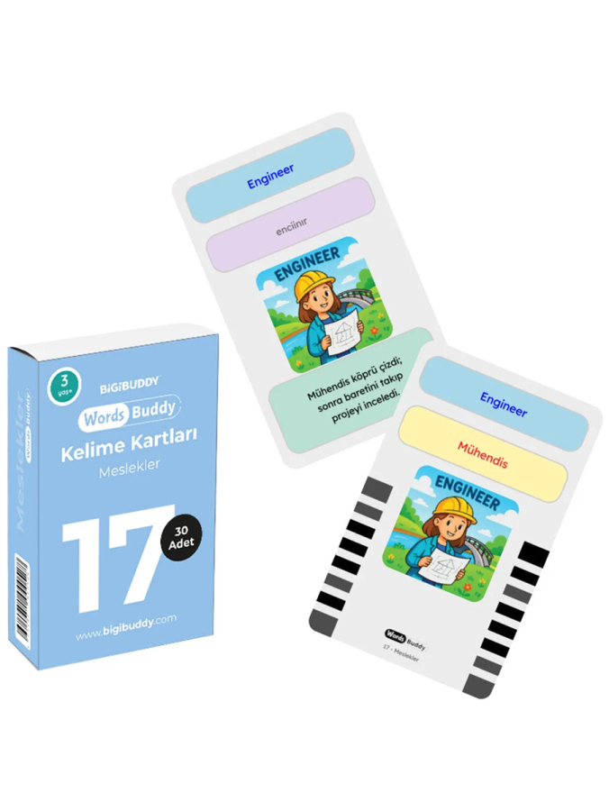 WordsBuddy Türkçe İngilizce Kelime Kartları Şehir Hayatı ve Ulaşım 90 Kart 3’lü Set (BigiOne Cihaz Hariç) - 3