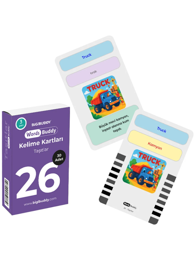 WordsBuddy Türkçe İngilizce Kelime Kartları Şehir Hayatı ve Ulaşım 90 Kart 3’lü Set (BigiOne Cihaz Hariç) - 4
