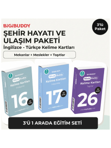 WordsBuddy Türkçe İngilizce Kelime Kartları Şehir Hayatı ve Ulaşım 90 Kart 3’lü Set (BigiOne Cihaz Hariç) - BigiBuddy