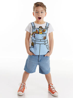 Worker Boy T-shirt&Denim Shorts Set - 1