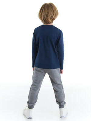 Wow Boy Navy Blue T-shirt&Pants Set - 2