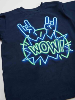 Wow Boy Navy Blue T-shirt&Pants Set - 5