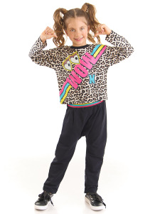 Wow Leopar Kız Çocuk T-shirt Pantolon Takım - MSHB&G