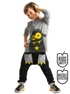 Xo Ponçik Cep Detaylı Erkek Çocuk T-shirt Pantolon Takım - Denokids