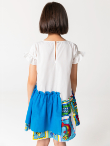 Yarım Kollu Pamuklu Balık Desenli Kız Çocuk Elbise - 2