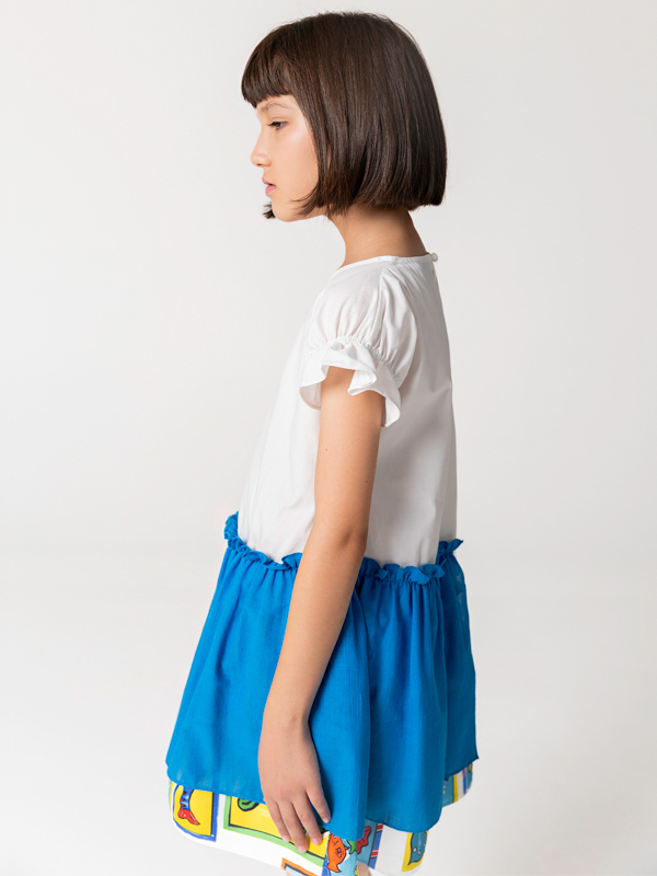 Yarım Kollu Pamuklu Balık Desenli Kız Çocuk Elbise - 3