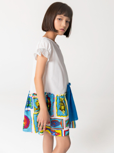 Yarım Kollu Pamuklu Balık Desenli Kız Çocuk Elbise - 4