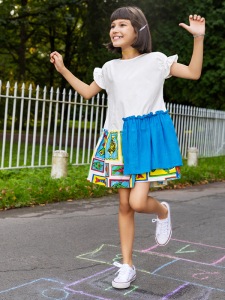 Yarım Kollu Pamuklu Balık Desenli Kız Çocuk Elbise - 5