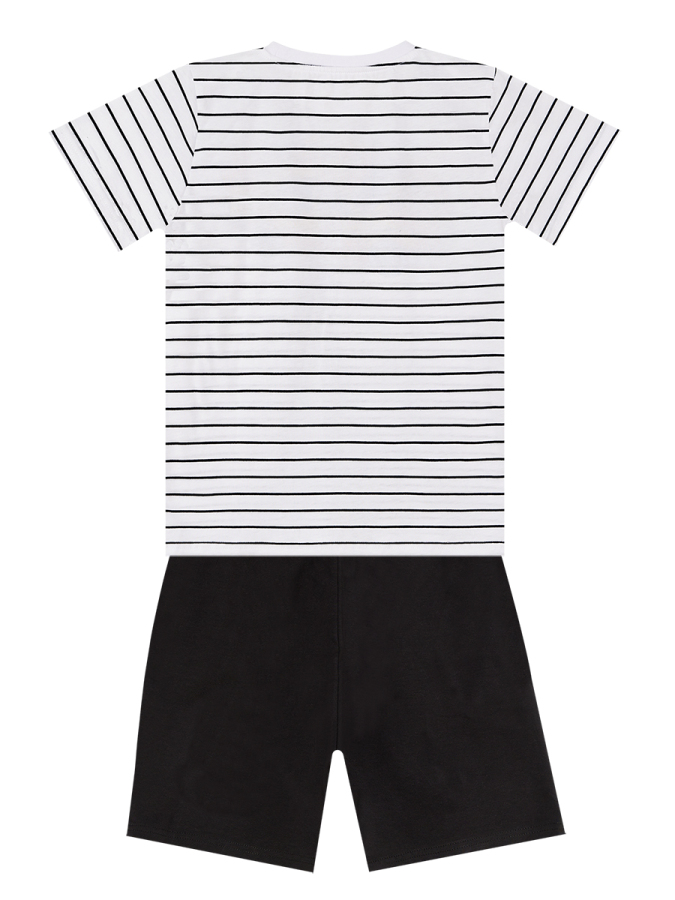 Yarışçı Araba Çizgili Erkek Çocuk Yazlık T-shirt Şort Takım - 4