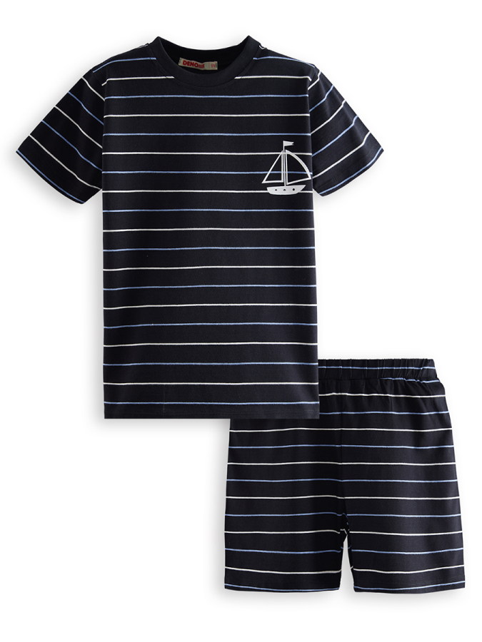 Yelken Erkek Çocuk Çizgili Pijama Takım - 3