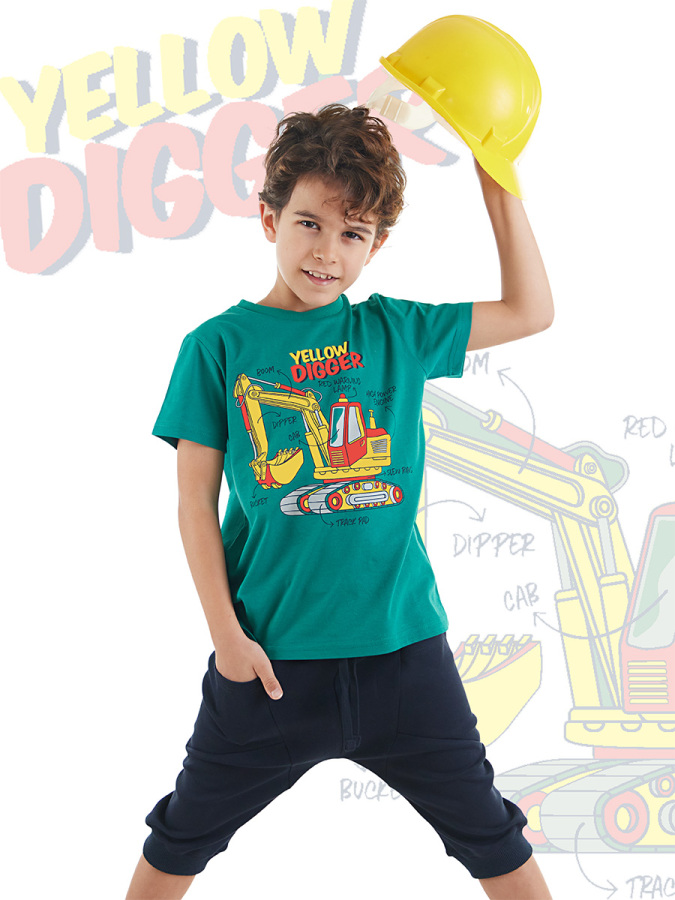 Yellow Digger Erkek Çocuk T-shirt Kapri Şort Takım - 1
