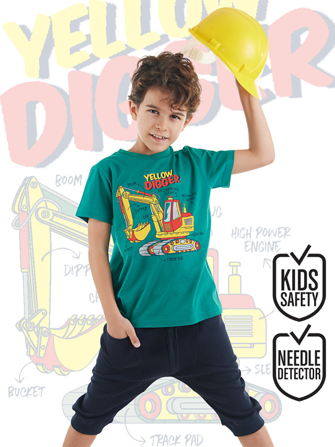 Yellow Digger Erkek Çocuk T-shirt Kapri Şort Takım - 1