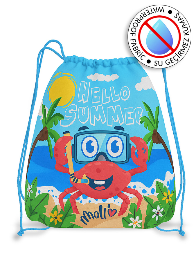 Yengeç Desenli İpli Sırt Çantası - 1