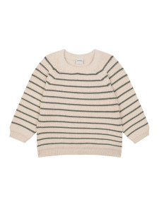 Yeşil Krem Çizgili Triko Erkek Çocuk Kazak - Antebies