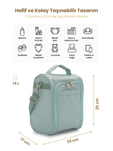 Yeşil SnapPack Çok Fonksiyonlu Çapraz Anne Çantası - 2