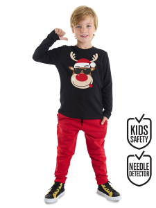 Yılbaşı Geyik Erkek Çocuk T-shirt Pantolon Takım - 1