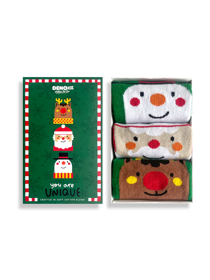 Yılbaşı Unisex Kız Erkek Çocuk 3'lü Kutulu Çorap - 2