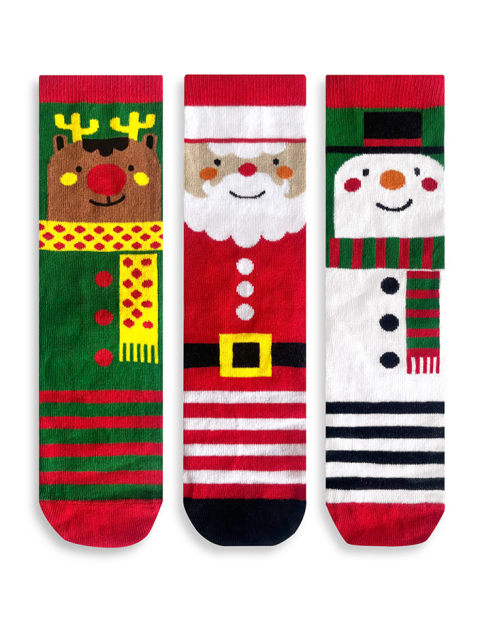 Yılbaşı Unisex Kız Erkek Çocuk 3'lü Kutulu Çorap - 3