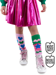 Yıldız Kalp Kız Çocuk Yeşil Pembe Tozluk - Denokids