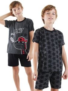 Yıldızlı Dino Erkek Çocuk 2'li Pijama Takım - Denokids