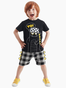 Yo Dino Erkek Çocuk T-shirt Şort Takım - Denokids