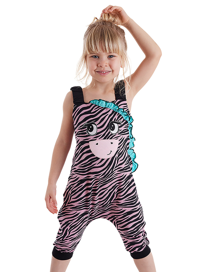 Zebra Fırfırlı Kız Çocuk Tulum - 1