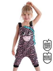 Zebra Fırfırlı Kız Çocuk Tulum - Denokids