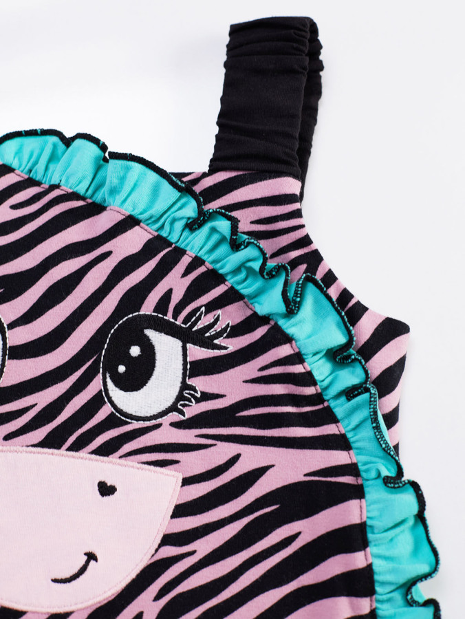 Zebra Fırfırlı Kız Çocuk Tulum - 6