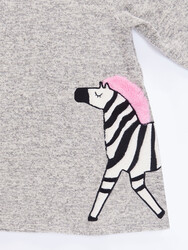 Zebra Grey Winter Dress - Thumbnail