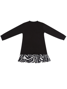 Siyah Zebra Kalpli Kız Çocuk Kışlık Fırfırlı Elbise - 4