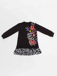 Zebra Kalpli Kız Çocuk Elbise - Thumbnail