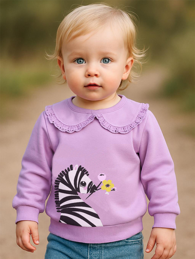 Zebra Kız Bebek Lila Sweatshirt - 1